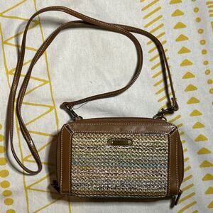 Vintage Y2K White Stag Crossbody Purse Handbag Faux Leather Straw Boho 90s